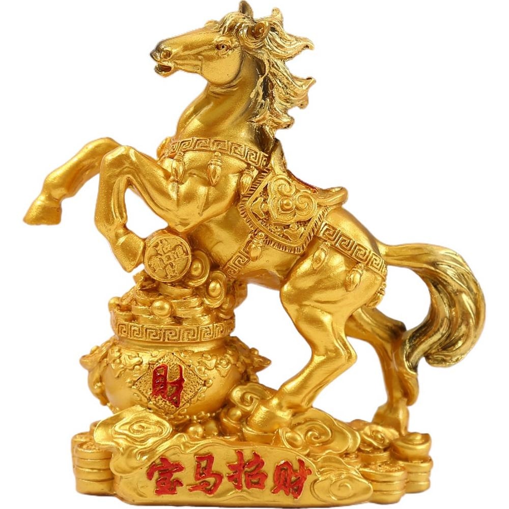 Feng Shui Horse Zodiac Animal Sculpture, Wealth Fortune Ornament for Desktop, Bookshelf Decor