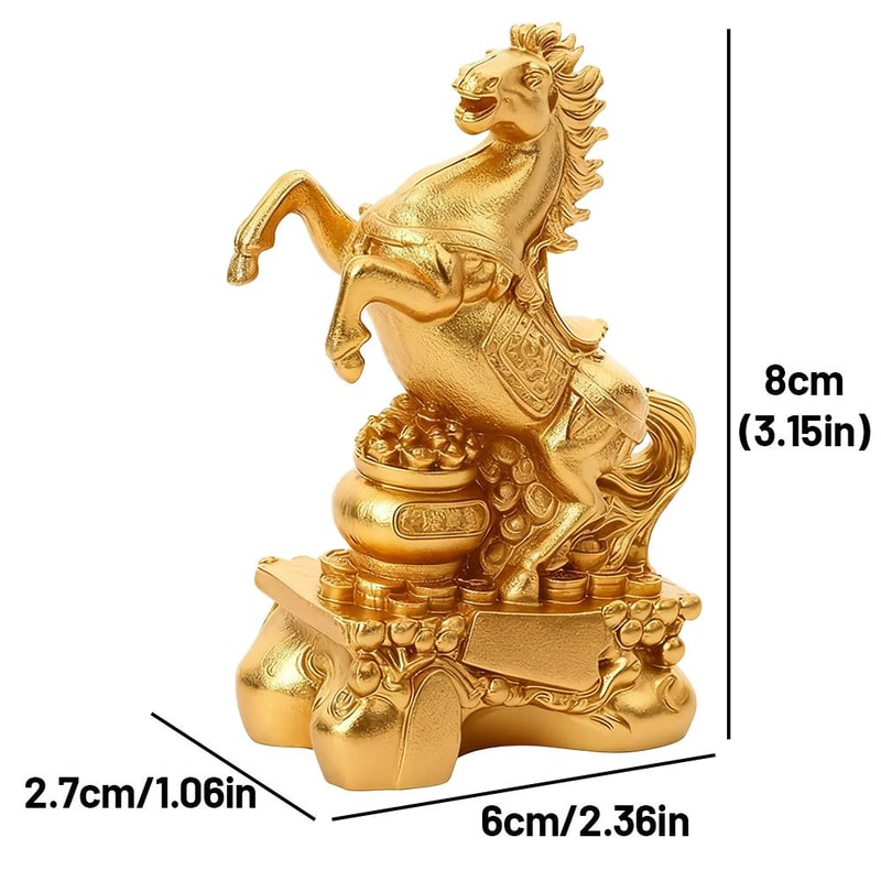 Feng Shui Horse Zodiac Animal Sculpture, Wealth Fortune Ornament for Desktop, Bookshelf Decor