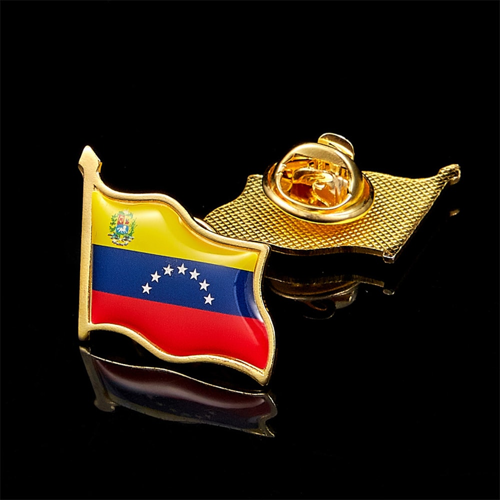 Waving National Flag Style Venezuela Fashion Flag Pin Brooch With Butterfly Clip, Safety Pins Flag Badge Brooch