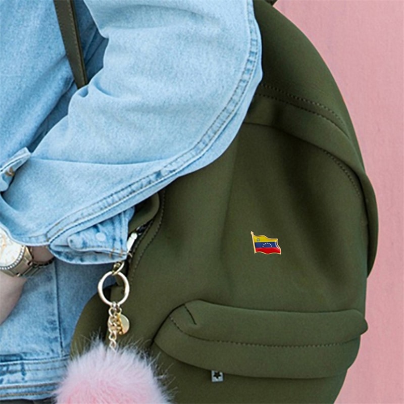 Waving National Flag Style Venezuela Fashion Flag Pin Brooch With Butterfly Clip, Safety Pins Flag Badge Brooch