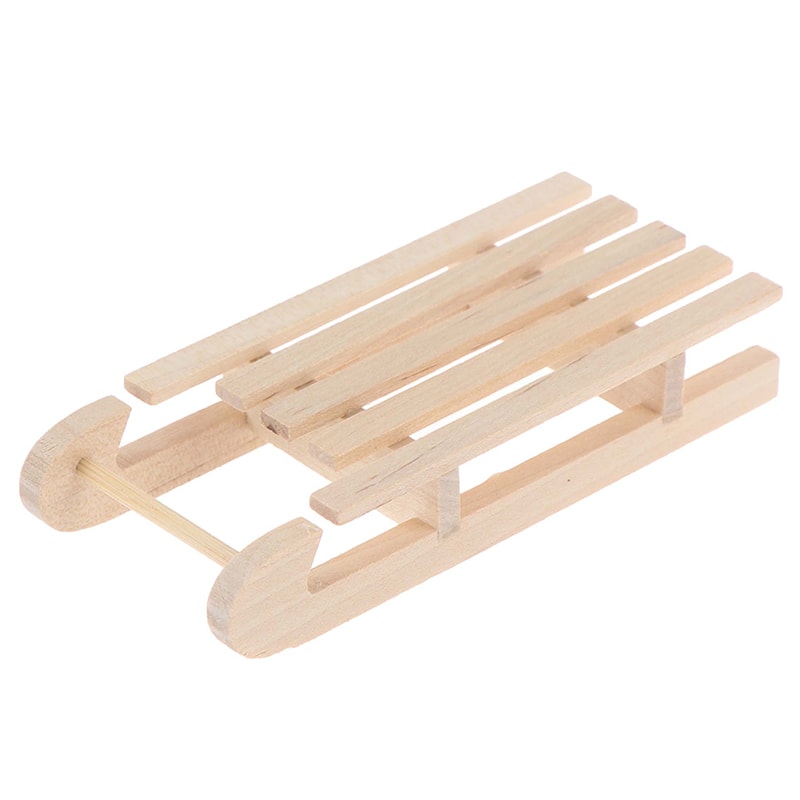 DIY Winter Ski Sled Wooden Sleigh Gift Box Model Christmas Landscape