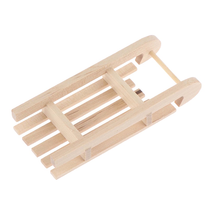 DIY Winter Ski Sled Wooden Sleigh Gift Box Model Christmas Landscape