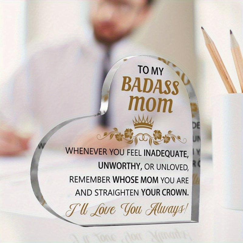 Best Gifts for Mom - My Badass Mom Acrylic Puzzle, Unique Desk Decorations for Women