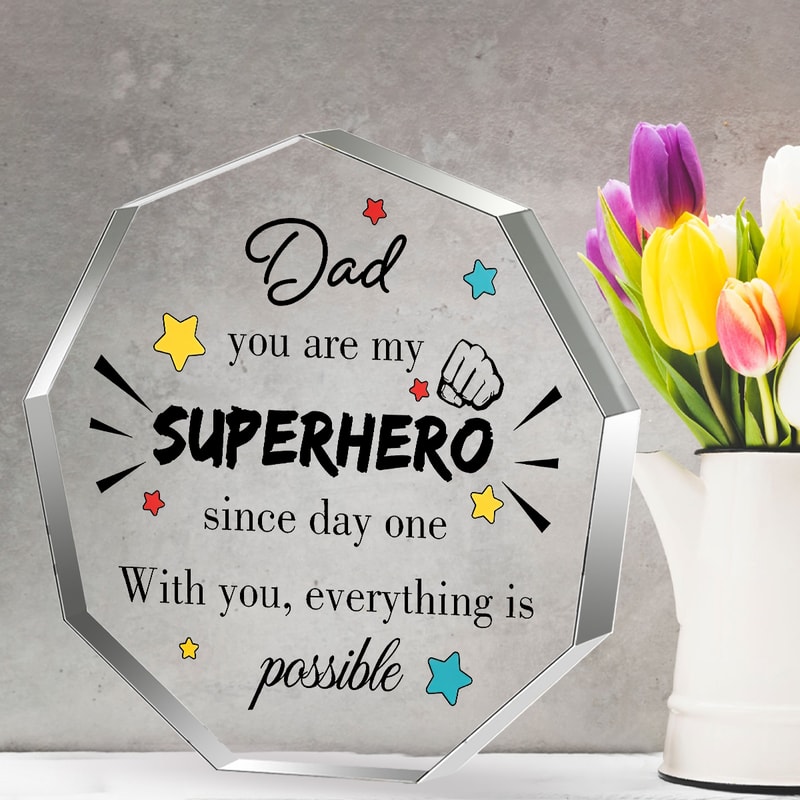 Unique Father Gift, Sentimental Fathers Day Dad Gifts for Men, Clear Acrylic Plaque Home Decor from Son Daughter