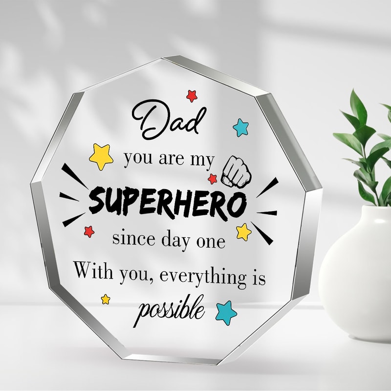 Unique Father Gift, Sentimental Fathers Day Dad Gifts for Men, Clear Acrylic Plaque Home Decor from Son Daughter