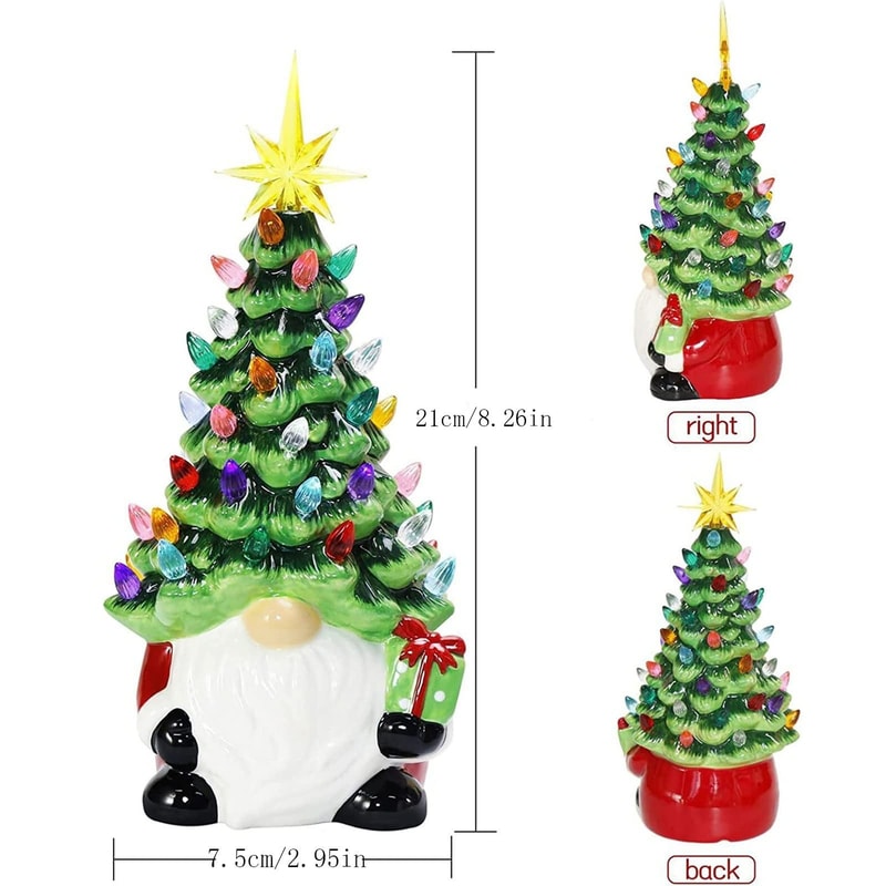 Holiday Christmas Decor Accessory, Lighted Tree Ornament, Christmas Gnome Tabletop Decoration for Indoor Home Parties