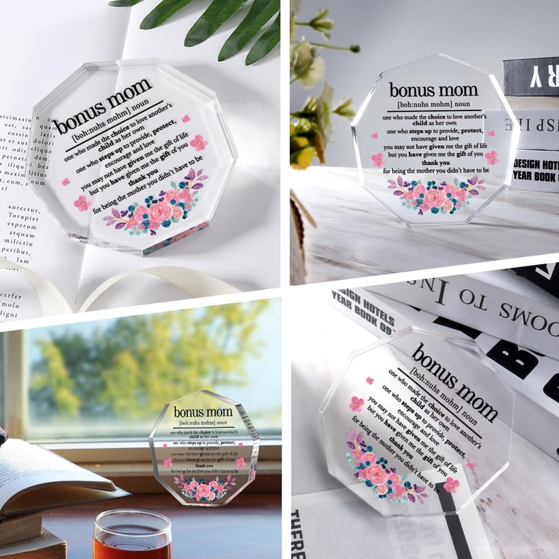 Acrylic Decorative Signs for Bonus Mom Gifts, Mother's Day Plaques, Birthday and Christmas Gifts