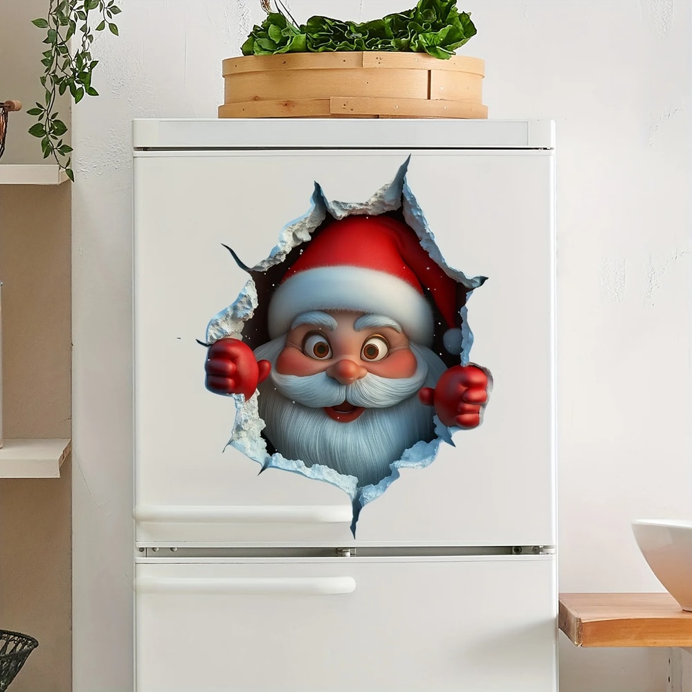 Christmas Sticker With Breaking Wall Effect Removable Santa Claus Wall Decal For DamageFree Instal 2