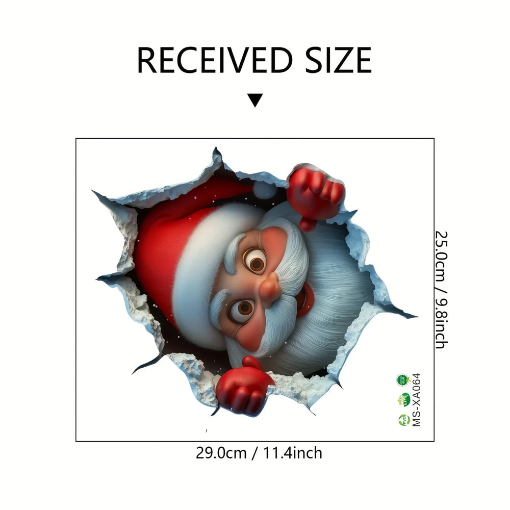 Christmas Sticker With Breaking Wall Effect Removable Santa Claus Wall Decal For DamageFree Instal 4