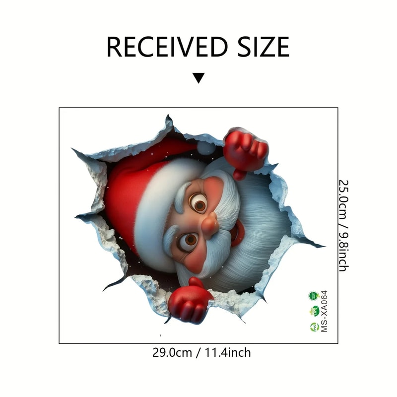 Christmas Sticker With Breaking Wall Effect Removable Santa Claus Wall Decal For DamageFree Instal 4