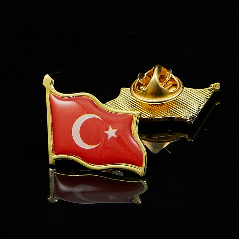Retro Turkey National Flag Enamel Pin, Lapel Badge for Scarfs, Clothes, and Bags