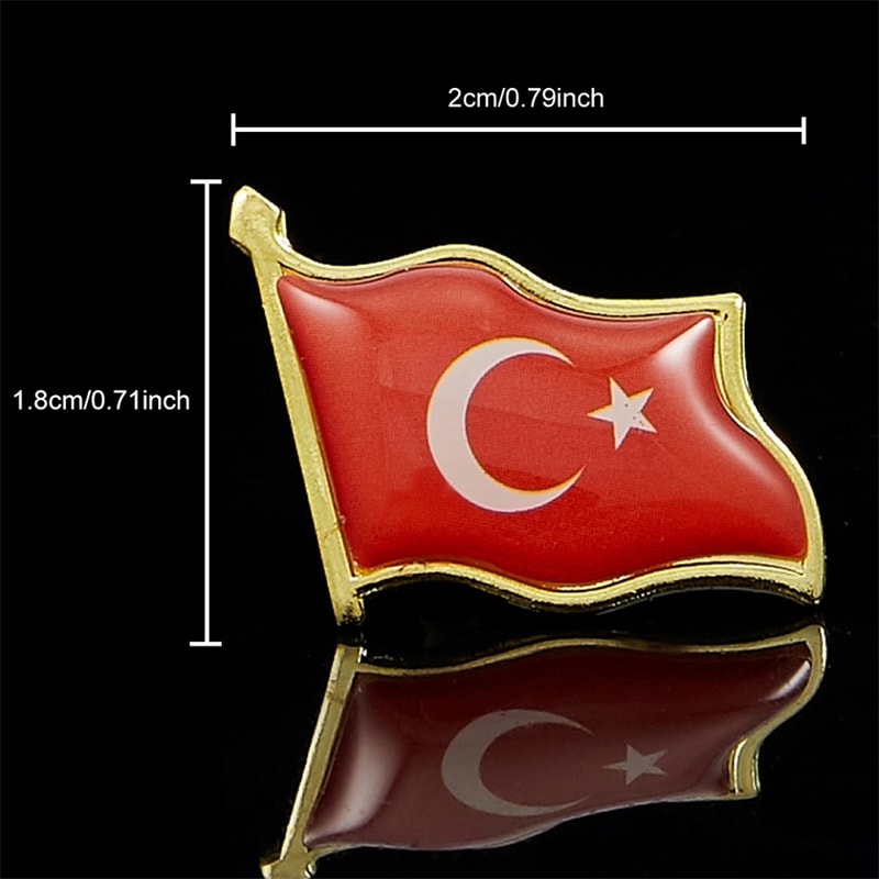 Retro Turkey National Flag Enamel Pin, Lapel Badge for Scarfs, Clothes, and Bags