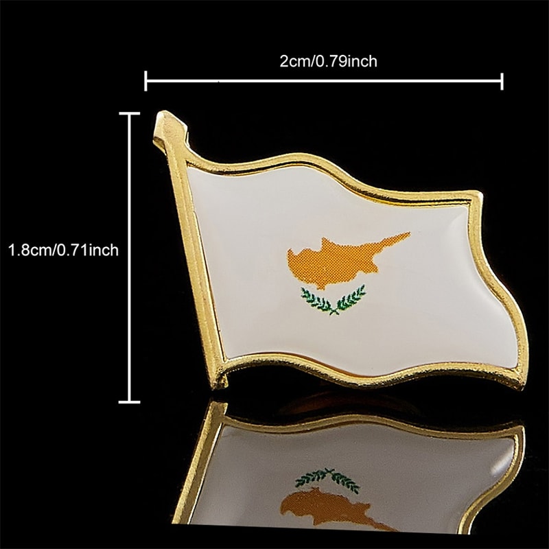 Gold Plated Flag Lapel Pin, The Republic of Cyprus Country Map Badge Fashion Accessory