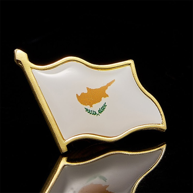 Gold Plated Flag Lapel Pin, The Republic of Cyprus Country Map Badge Fashion Accessory