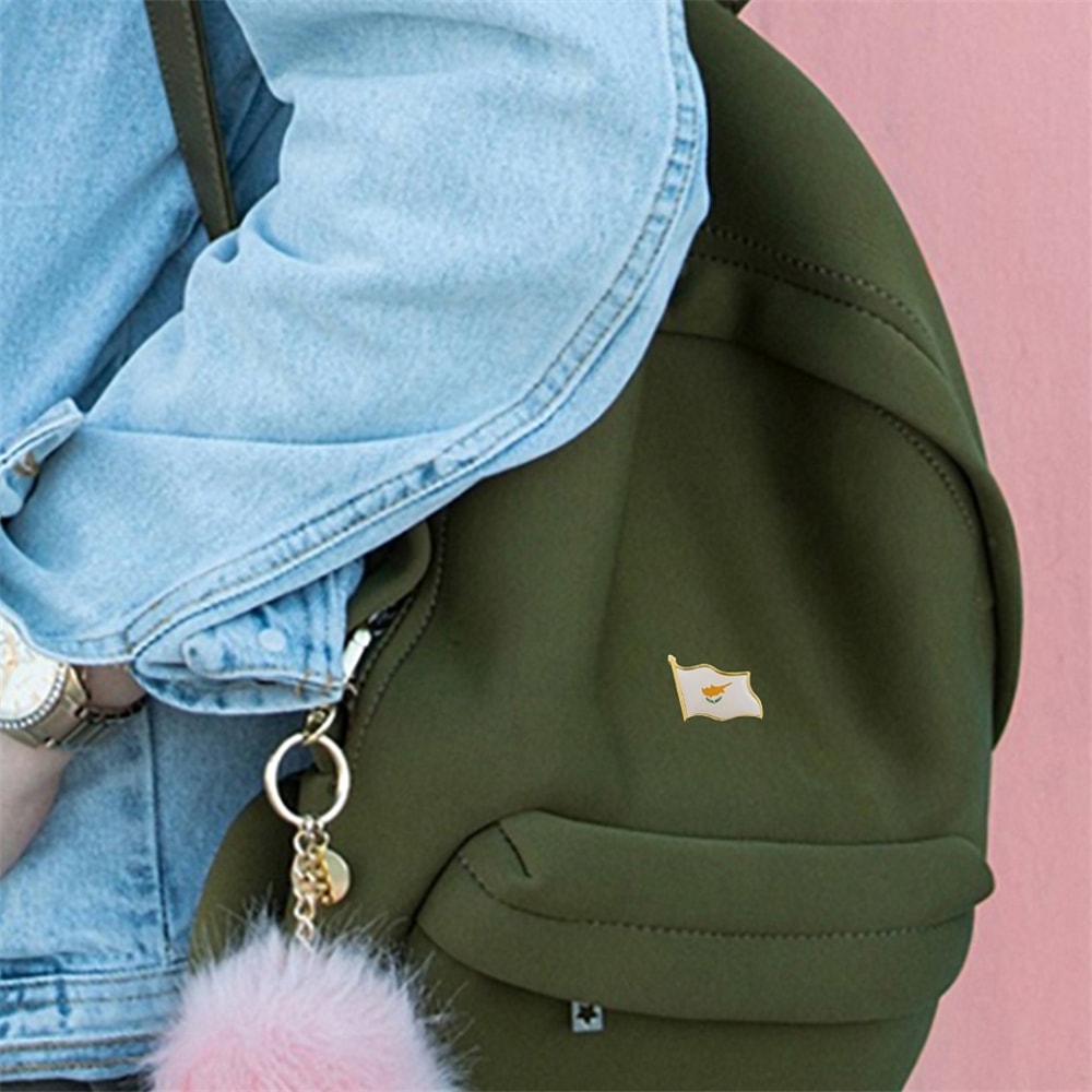 Gold Plated Flag Lapel Pin, The Republic of Cyprus Country Map Badge Fashion Accessory