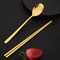 Korean Steel Cutlery Set, Sushi Sticks, Dinner Spoons, and Dessert Spoon Flatware Set