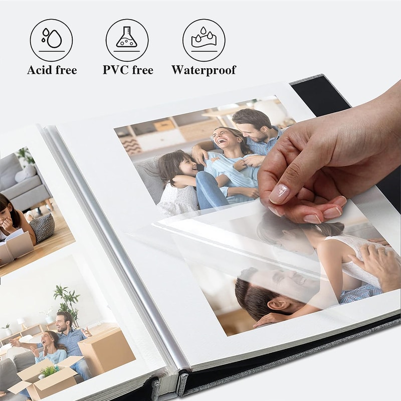 Self Adhesive Photo Storage Album, Solid Color Large Pages for Weddings & Anniversaries