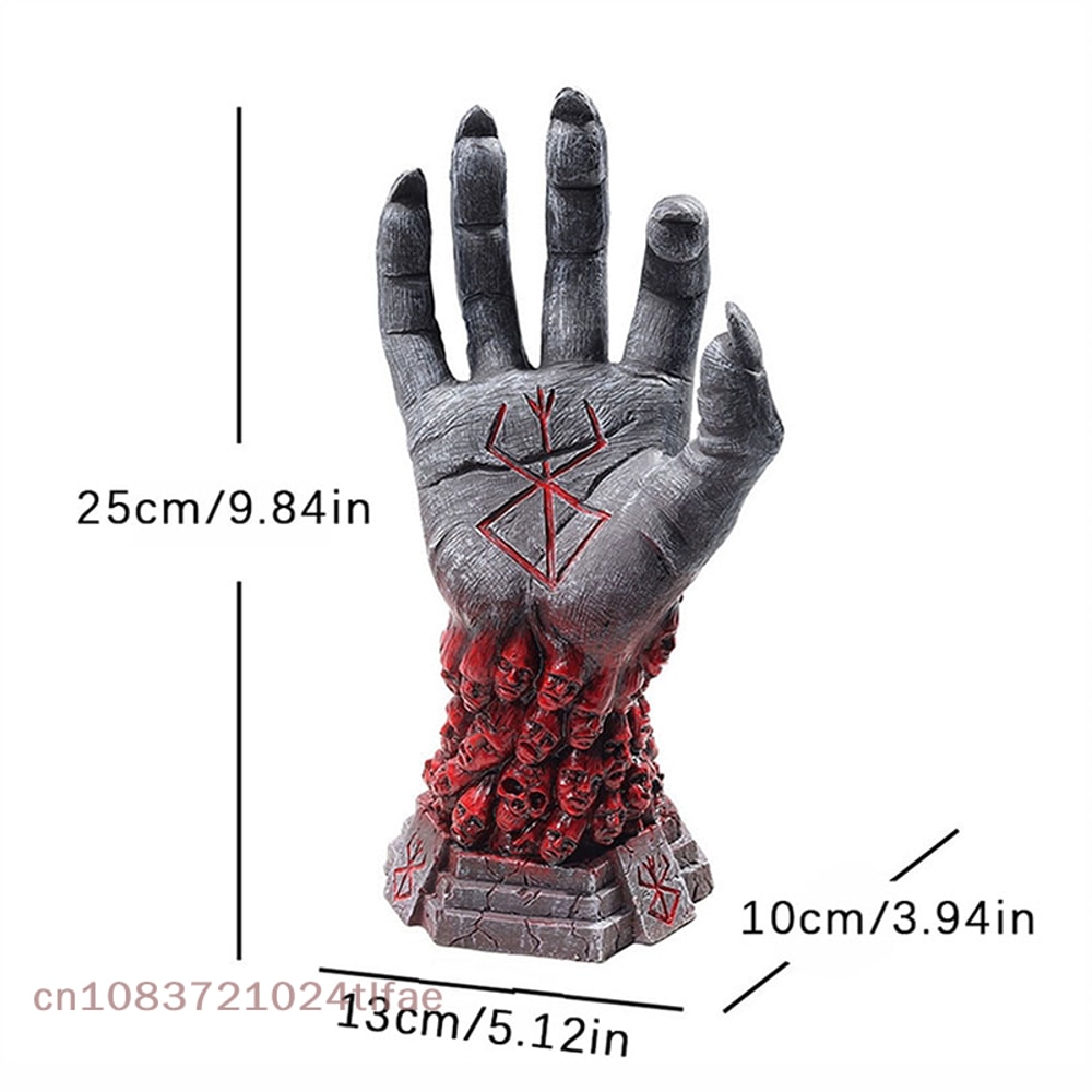 Crazy God Death Resin Craft Statue Devils Right Hand Rampage Skull Rune Home Decor 5