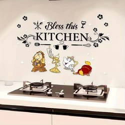 beauty and the beast kitchen wall sticker, shiny finish kitchen art for cabinets and dining room decoration