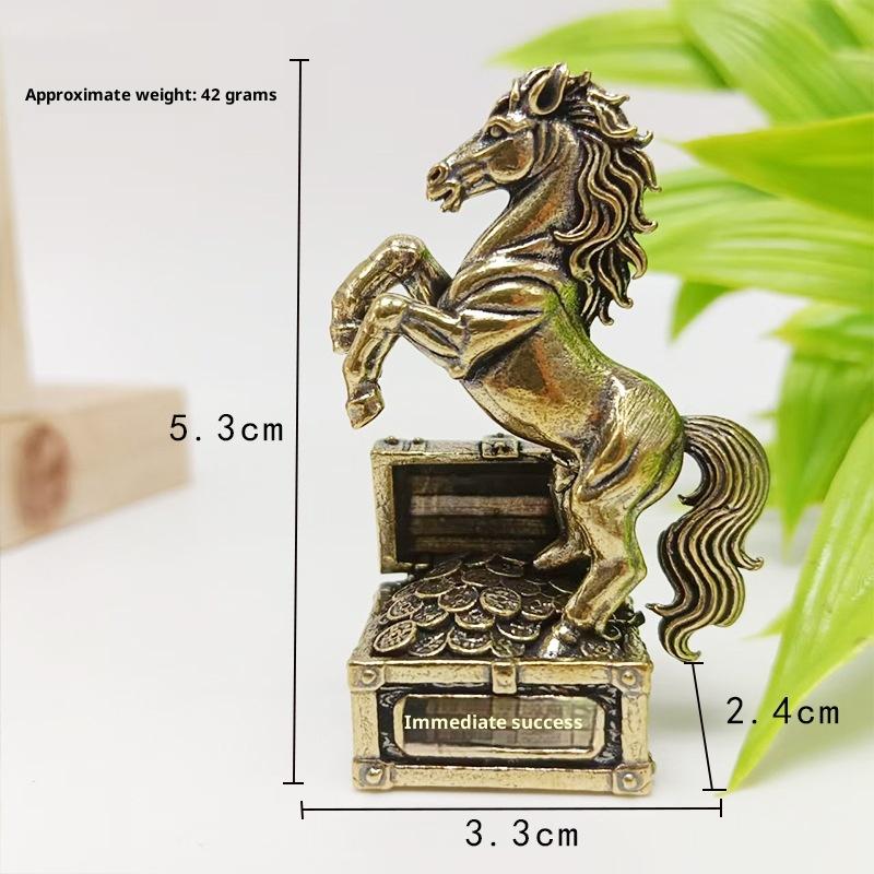 Feng Shui Horse Statue Crafted in Brass, Elegant Home Office Decor, Miniature Gift Accessory