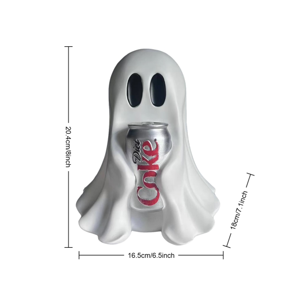 Funny Halloween Ghost Statue Holding Coke, Cute Shape Ornament, Home Desktop Holiday Decoration for Festive Vibes