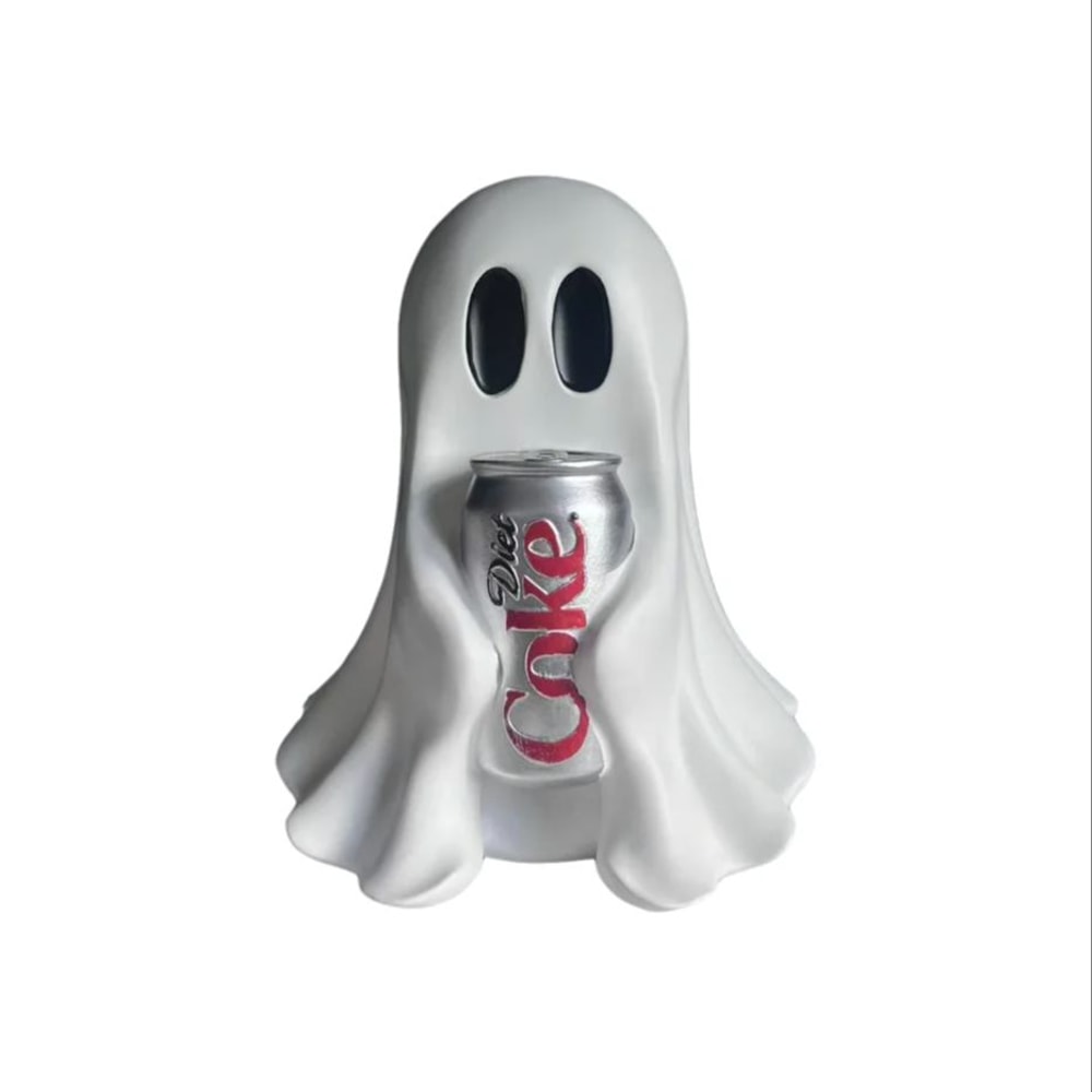 Funny Halloween Ghost Statue Holding Coke, Cute Shape Ornament, Home Desktop Holiday Decoration for Festive Vibes