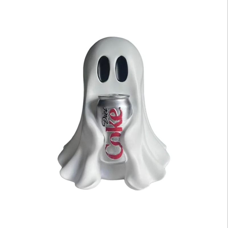 Funny Halloween Ghost Statue Holding Coke, Cute Shape Ornament, Home Desktop Holiday Decoration for Festive Vibes