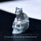 Natural Crystal Skull Cat Figurine, Hand-Carved for Halloween Decor & Gift Ideas