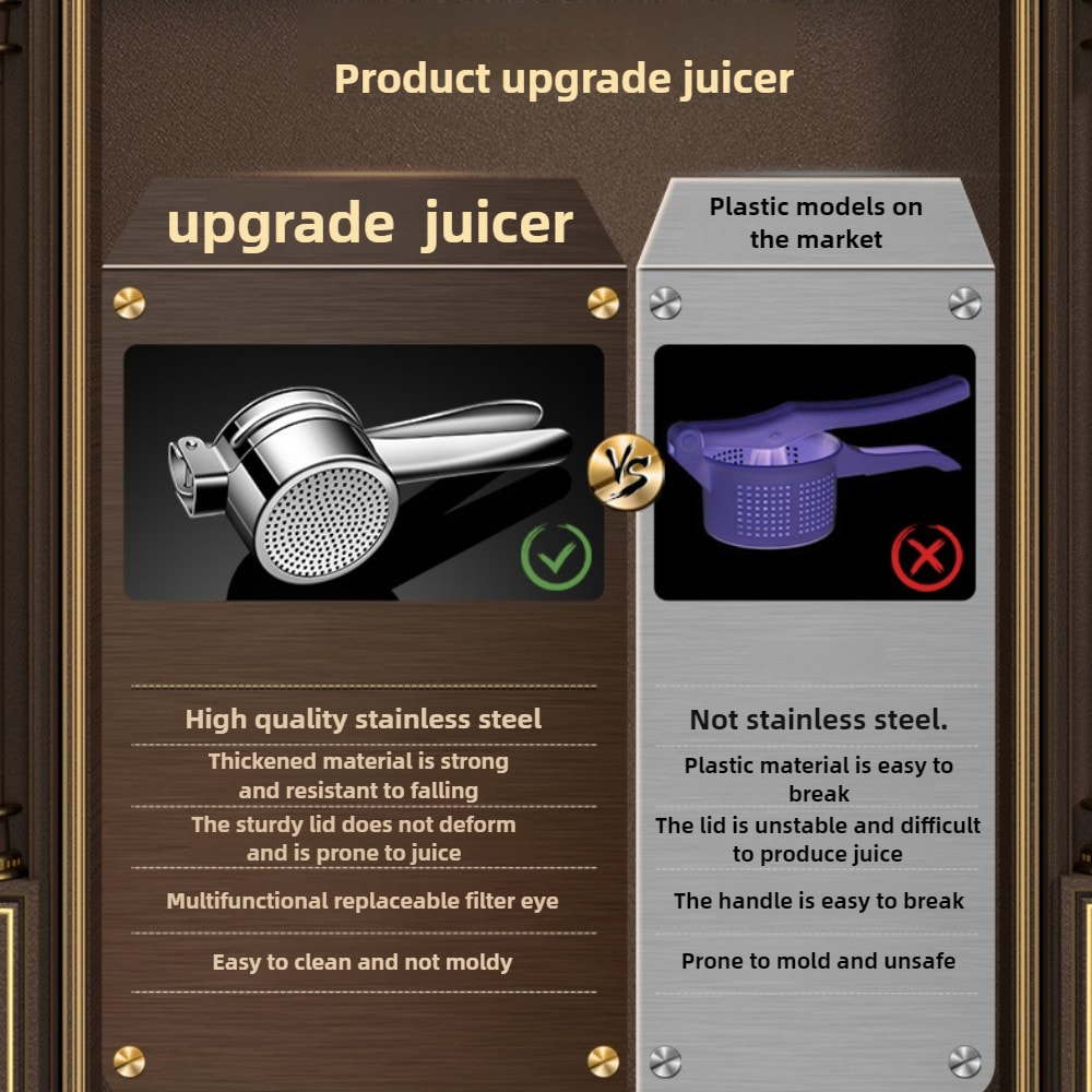 Stainless Steel Masher RicerPress, Crushing Puree, Mashed Potatoes, Fruit Vegetable SqueezerJuicer Press Maker Kitchen