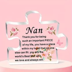 acrylic puzzle piece with floral design, heartfelt nan gift, perfect for birthday, christmas, mother's day