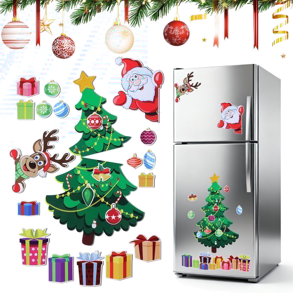 Refrigerator Christmas Tree Magnetic, Small Holiday Magnets, Indoor Decorations, Sticker Christmas Decor