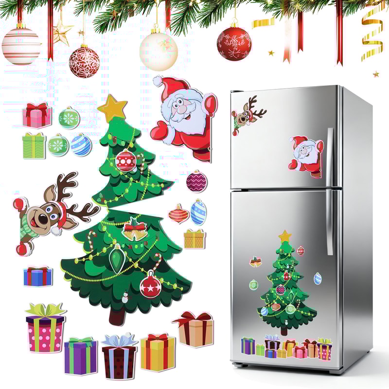Refrigerator Christmas Tree Magnetic, Small Holiday Magnets, Indoor Decorations, Sticker Christmas Decor
