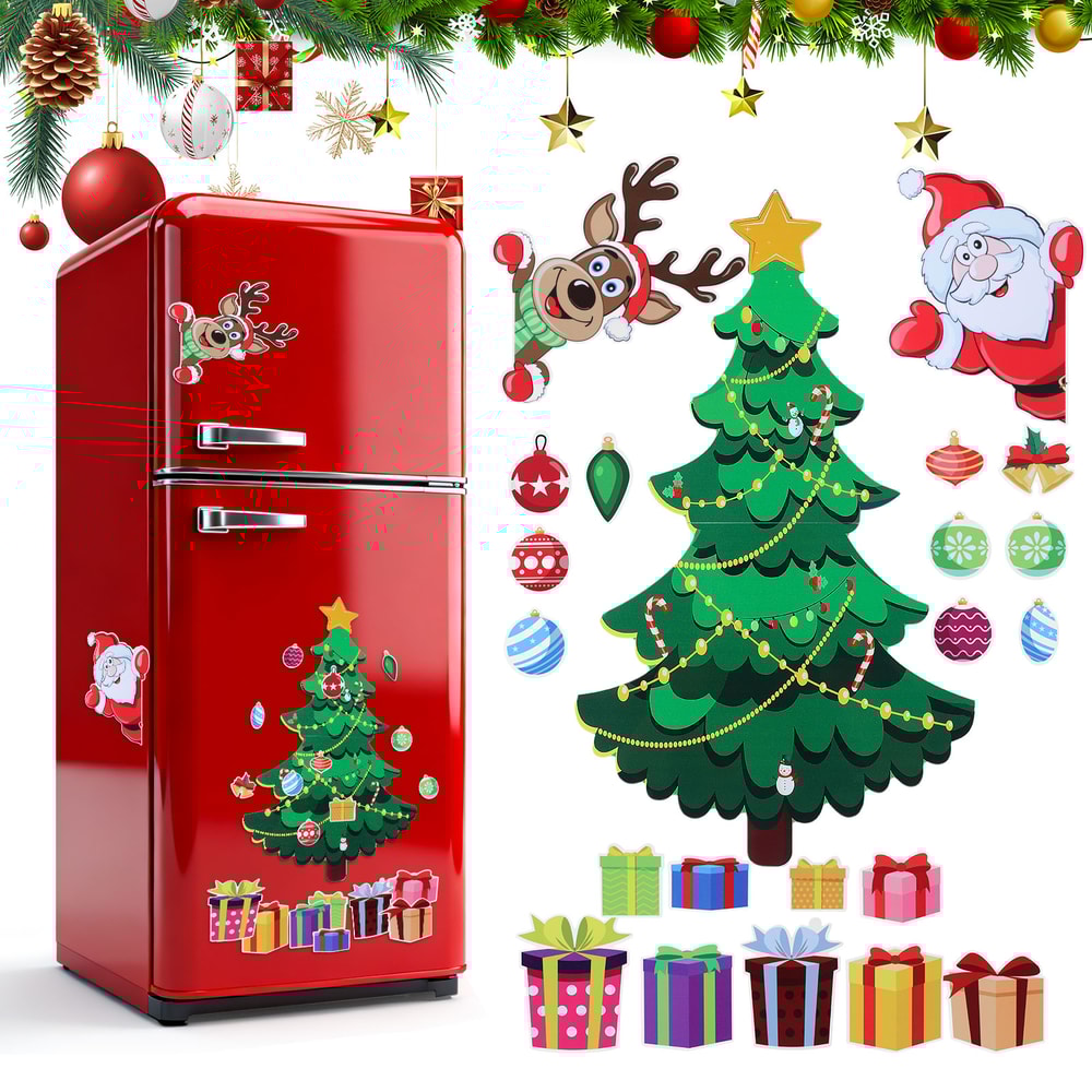 Refrigerator Christmas Tree Magnetic, Small Holiday Magnets, Indoor Decorations, Sticker Christmas Decor