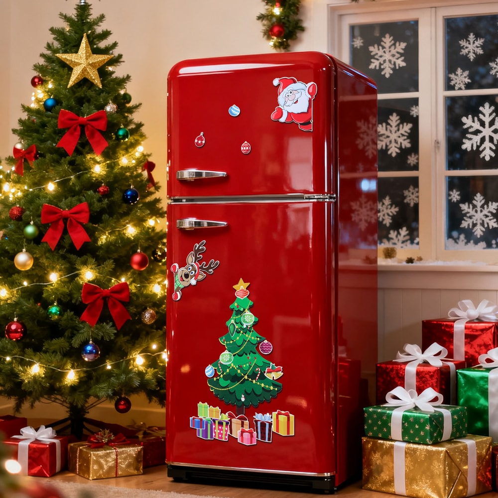 Refrigerator Christmas Tree Magnetic, Small Holiday Magnets, Indoor Decorations, Sticker Christmas Decor