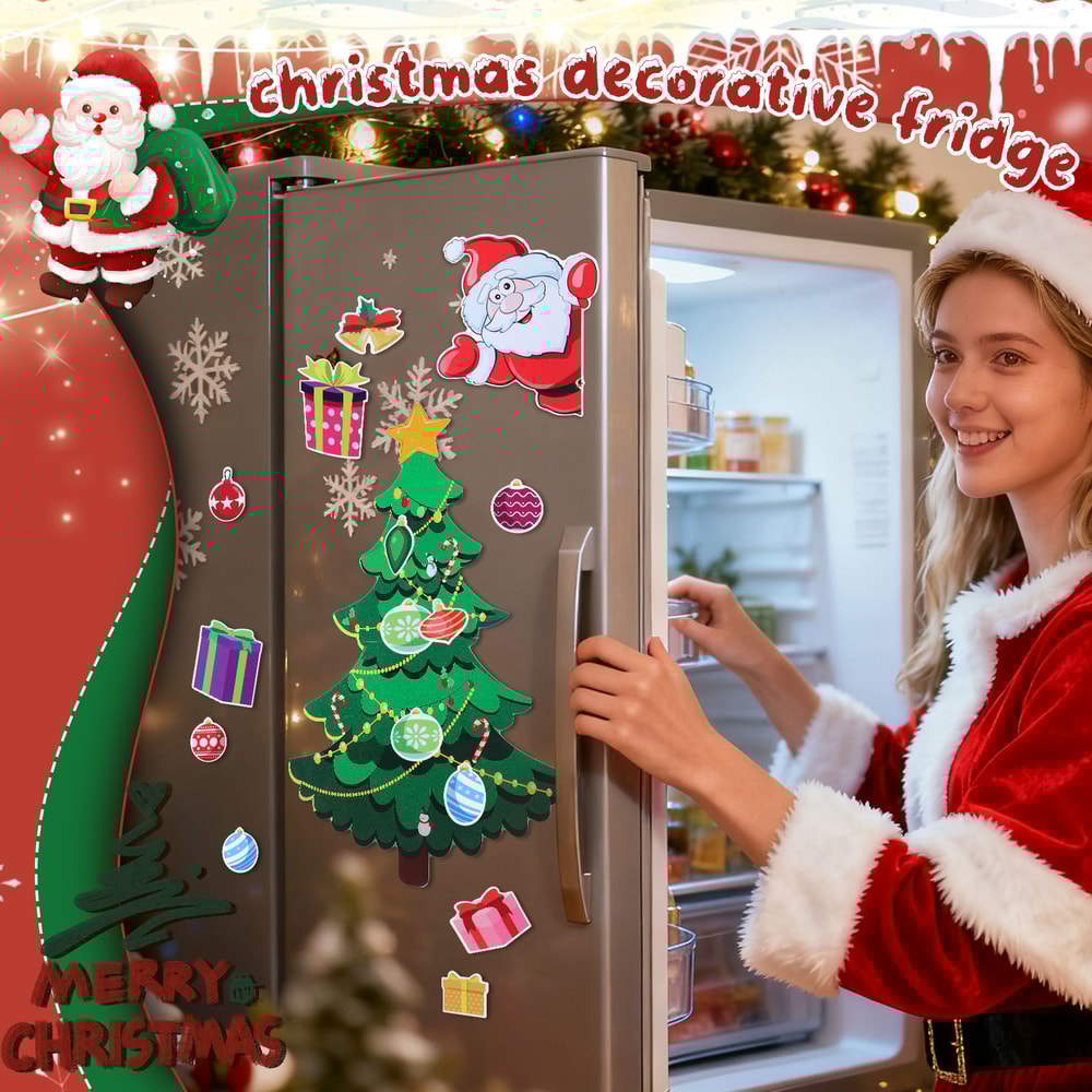 Refrigerator Christmas Tree Magnetic, Small Holiday Magnets, Indoor Decorations, Sticker Christmas Decor