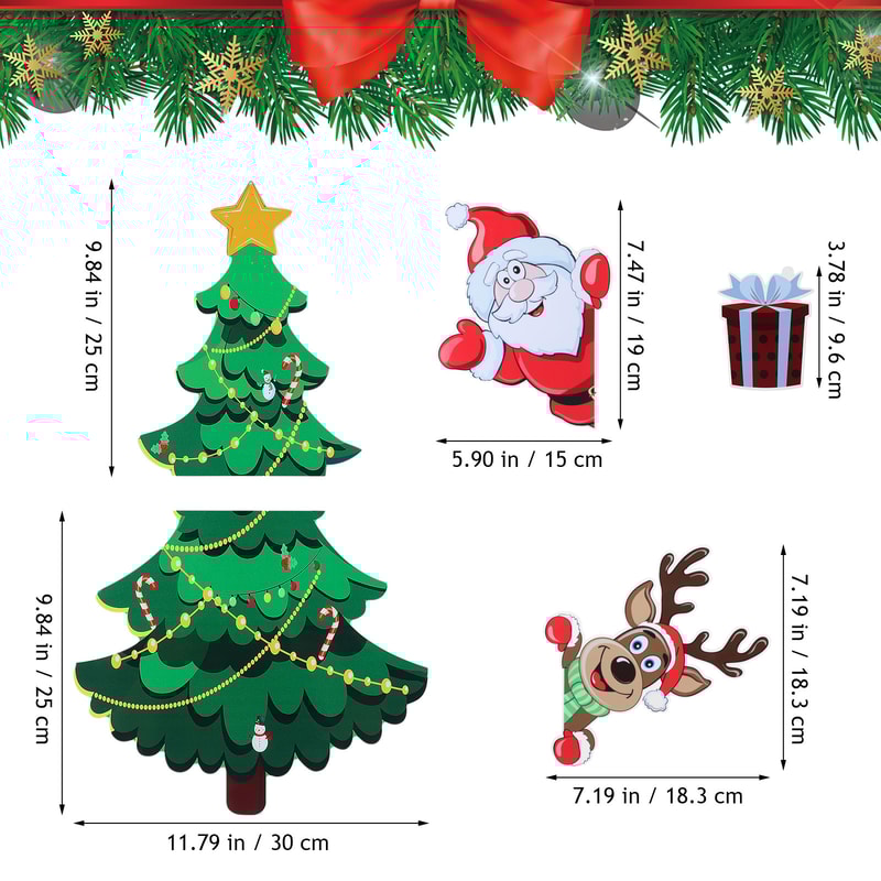 Refrigerator Christmas Tree Magnetic, Small Holiday Magnets, Indoor Decorations, Sticker Christmas Decor