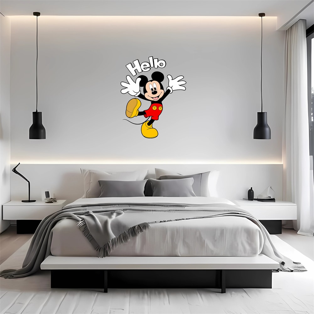 Mickey Mouse Wall Sticker, Hello Design, Themed Fun Home Decor, Use on Walls, Windows, Porches