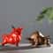 Nordic Home Decor Bull Sculpture Desk, Luxury Ceramic Retro Bronze or Red, Lucky Cattle Cow Ox Statue Figurine Toy