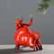 Nordic Home Decor Bull Sculpture Desk, Luxury Ceramic Retro Bronze or Red, Lucky Cattle Cow Ox Statue Figurine Toy