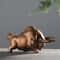Nordic Home Decor Bull Sculpture Desk, Luxury Ceramic Retro Bronze or Red, Lucky Cattle Cow Ox Statue Figurine Toy