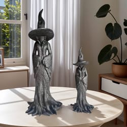 halloween home desktop decoration, spooky atmosphere creation, gothic-style witch statue ornament, great decorative