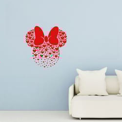disney pink valentine's day mouse heart bow sticker, decorative sticker for doorways walls home