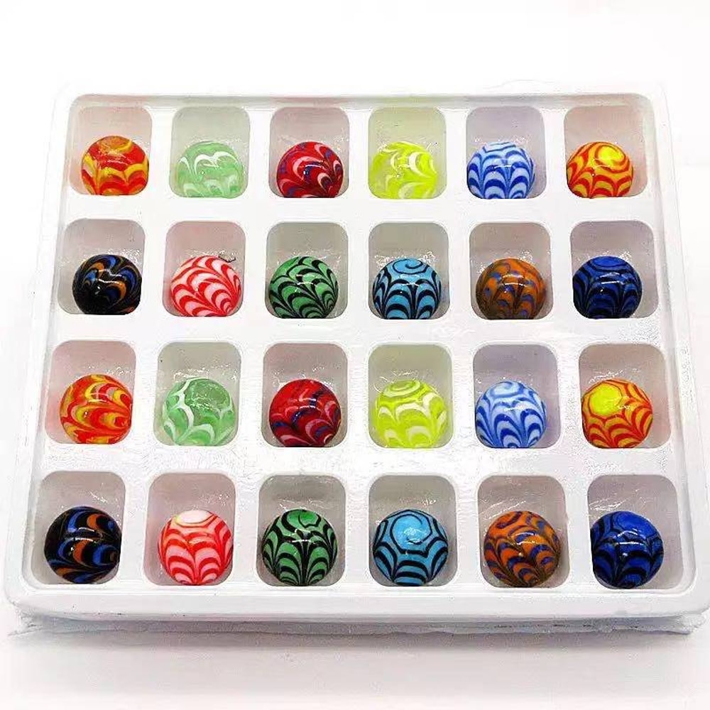 Handmade Glass Round Feather Marbles Balls, Kids Run Game Marble Solitaire, Vase Filled Fish Tank, Home Decor