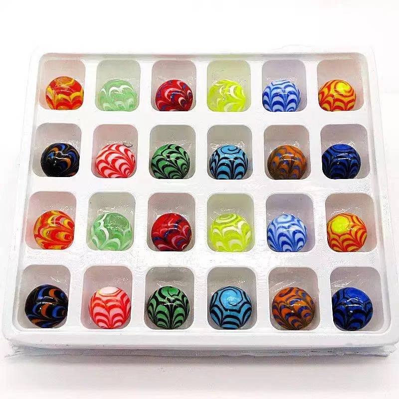 Handmade Glass Round Feather Marbles Balls, Kids Run Game Marble Solitaire, Vase Filled Fish Tank, Home Decor