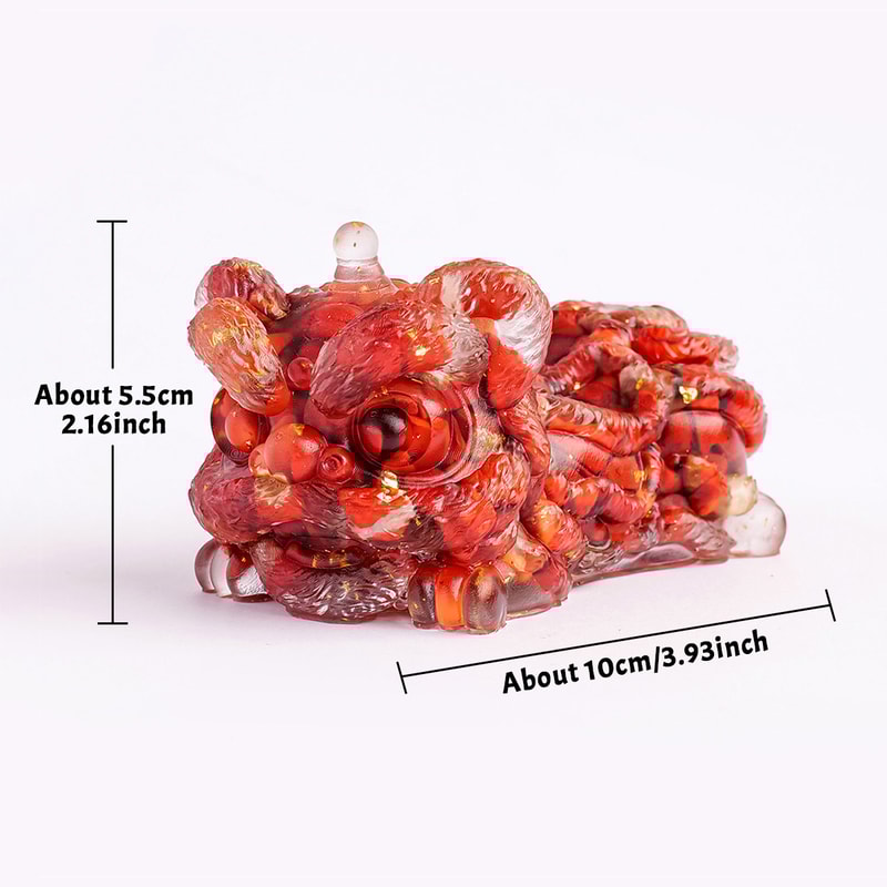 Fengshui Sculpture Crystal Stone Lion Dance, Reiki Stone Figurine Amulet for Home Office Decor