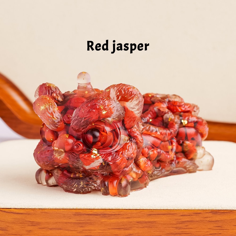 Fengshui Sculpture Crystal Stone Lion Dance, Reiki Stone Figurine Amulet for Home Office Decor