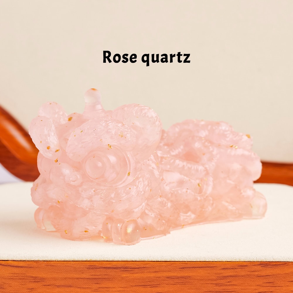 Fengshui Sculpture Crystal Stone Lion Dance, Reiki Stone Figurine Amulet for Home Office Decor