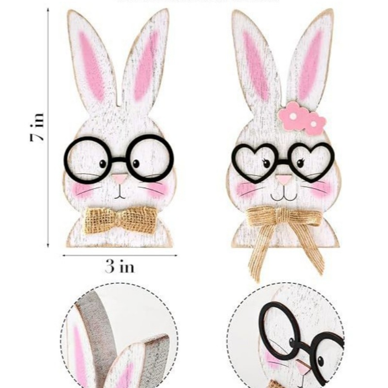 Nordic Style Home Decor, Rabbit-Shaped Ornaments, Glasses-Wearing Couple, Holiday Gift Items