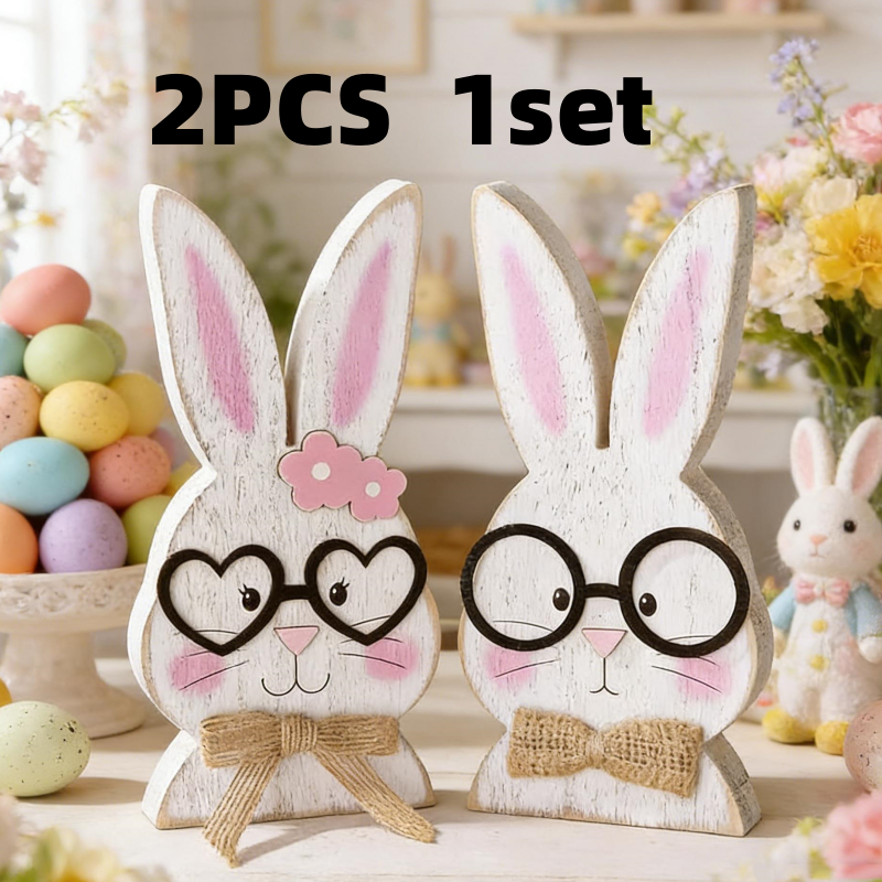 Nordic Style Home Decor, Rabbit-Shaped Ornaments, Glasses-Wearing Couple, Holiday Gift Items
