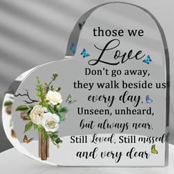 heart sympathy bereavement gift, acrylic memorial gift, loss of loved one remembrance table decor for mom